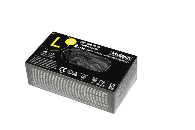 boite 100 gants nitrile noirs super black